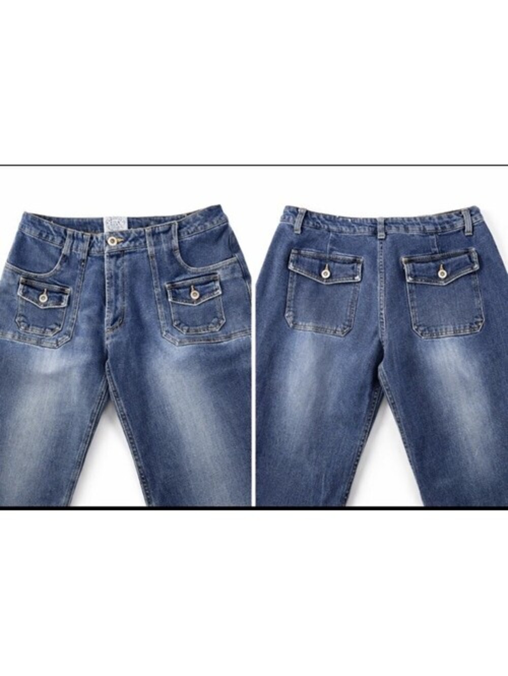 Vintage Y2K Wide Leg Jeans High Rise Flap Pockets 33x29‎ Boho 90s Western